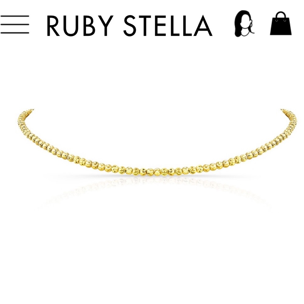 14K Yellow Gold Diamond Cut Choker